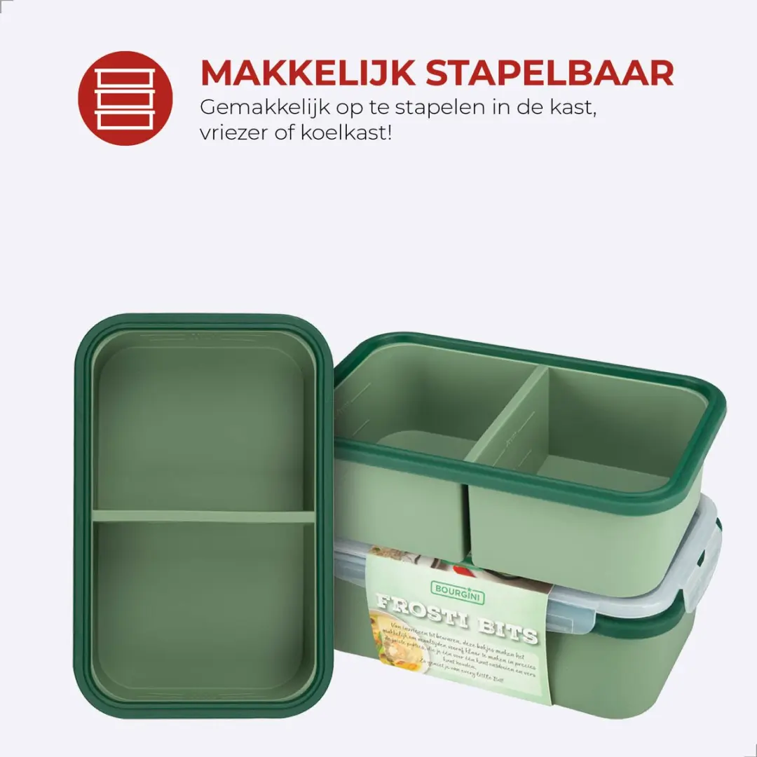 Bourgini Frosti Bits Meal Prep Bakjes 3x650ml - 2 Vakken - Siliconen