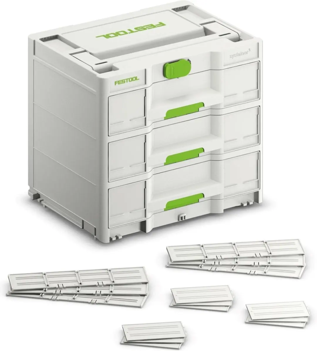 Festool Sortainer³ SYS3-SORT/3 M 577769 - 16 Vakken - Wit/Groen