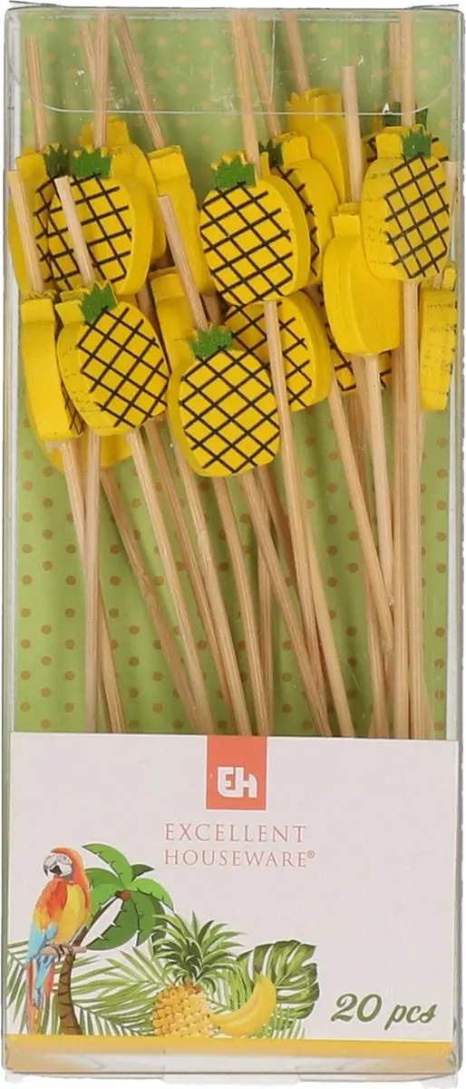 Excellent Houseware Ananas Prikkers Bamboe 60 Stuks