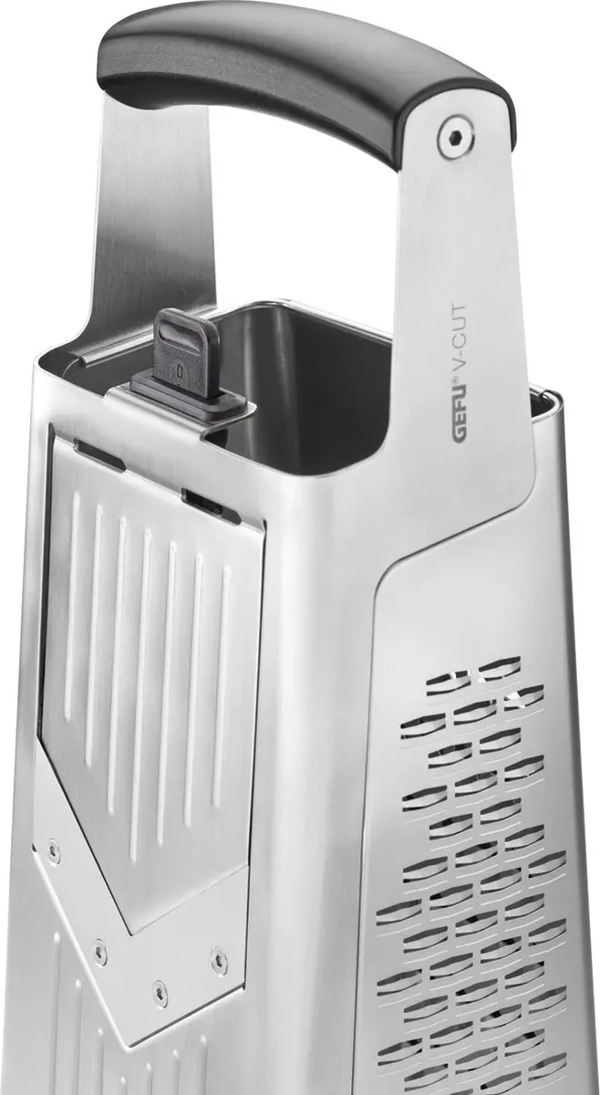 GEFU V-CUT 7-in-1 Blokrasp met Mandoline - Zilver/Zwart