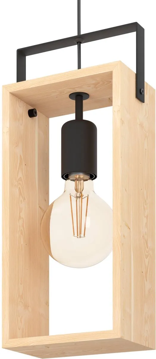 Eglo Famborough Hanglamp E27 - 16cm - Zwart/Hout