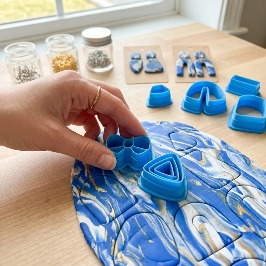 NuveX Blauwe Boetseerklei Set - 18 Delig Geometrische Vormen - afbeelding 4 van 6
