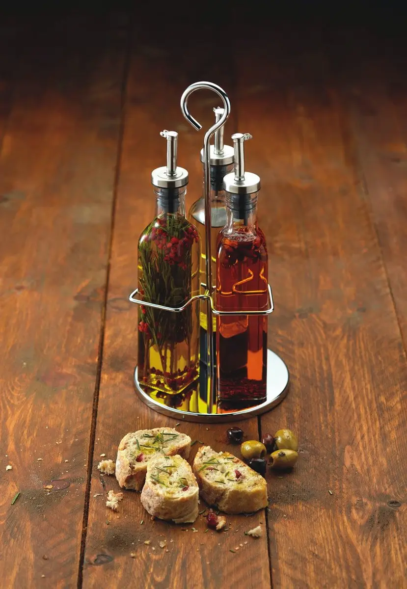 KitchenCraft World of Flavours Olie- & Azijnset 3x0.27L - Glas - Zilver