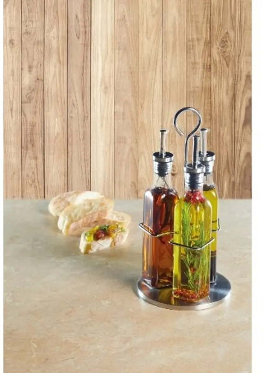 KitchenCraft World of Flavours Olie- & Azijnset 3x0.27L - Glas - Zilver