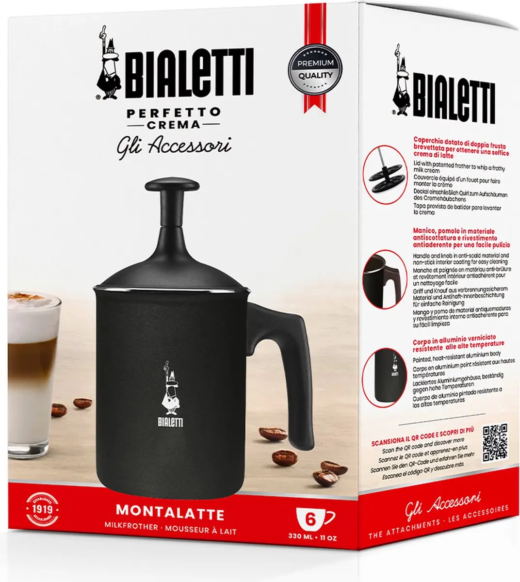 Bialetti Tuttocrema Melkopschuimer 330ml - Zwart