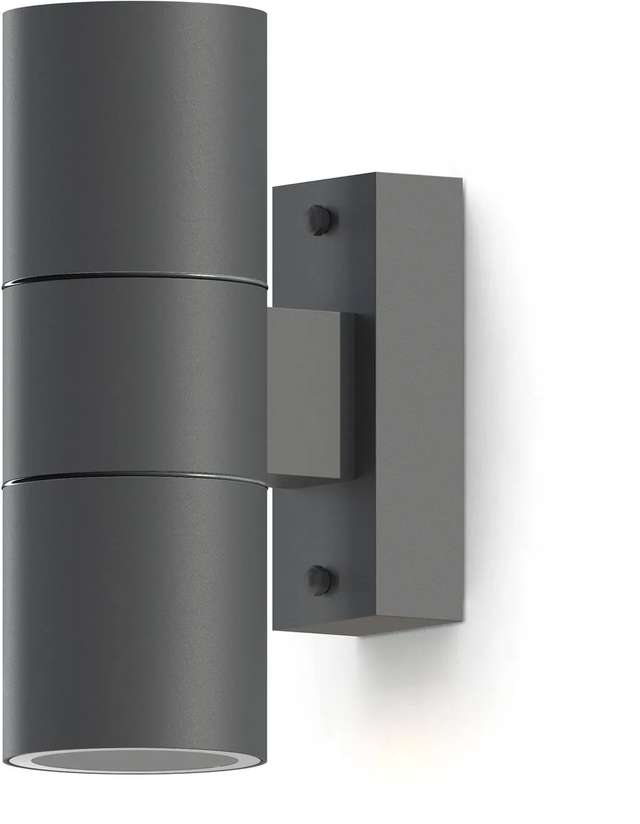 Calex Turin Wandlamp 2x GU10 IP54 - Antraciet