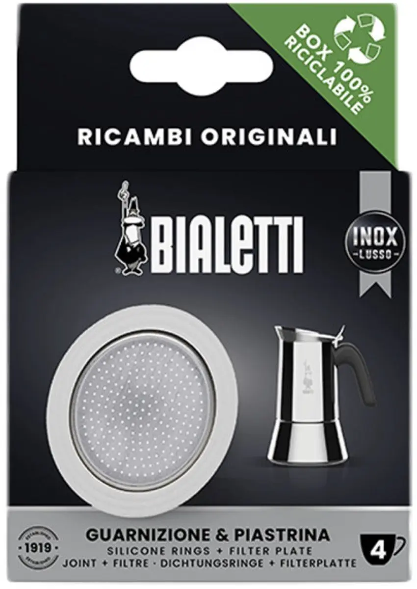 Bialetti Filterplaatje + Siliconen Ring 4 Kops - 6.4cm - Grijs