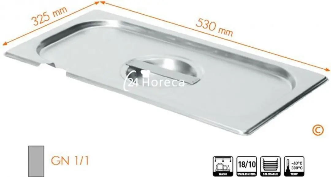 HENDI Deksel GN 530x325mm - Roestvrij staal - afbeelding 6 van 6