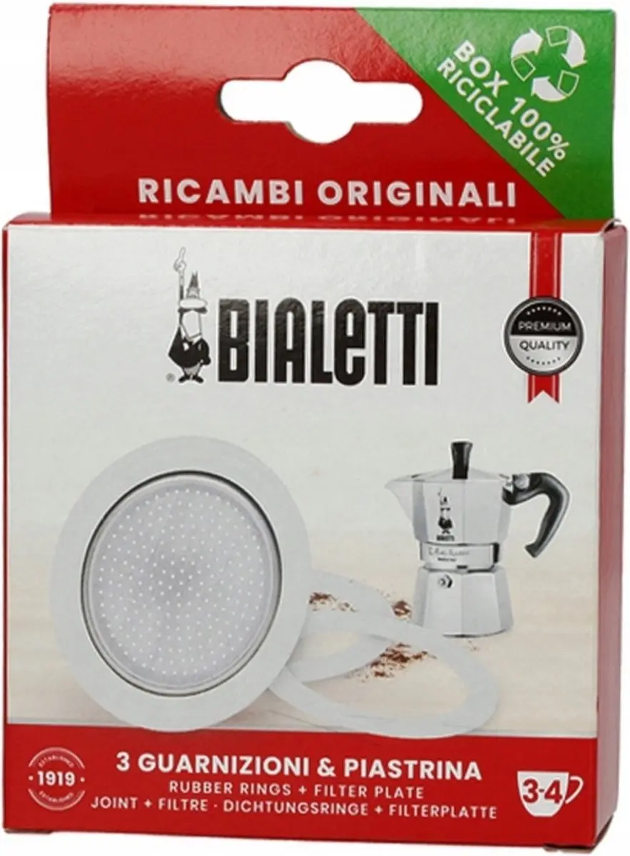 Bialetti 0800033 Afdichtingen & Filter - 4 Stuks - Zilver