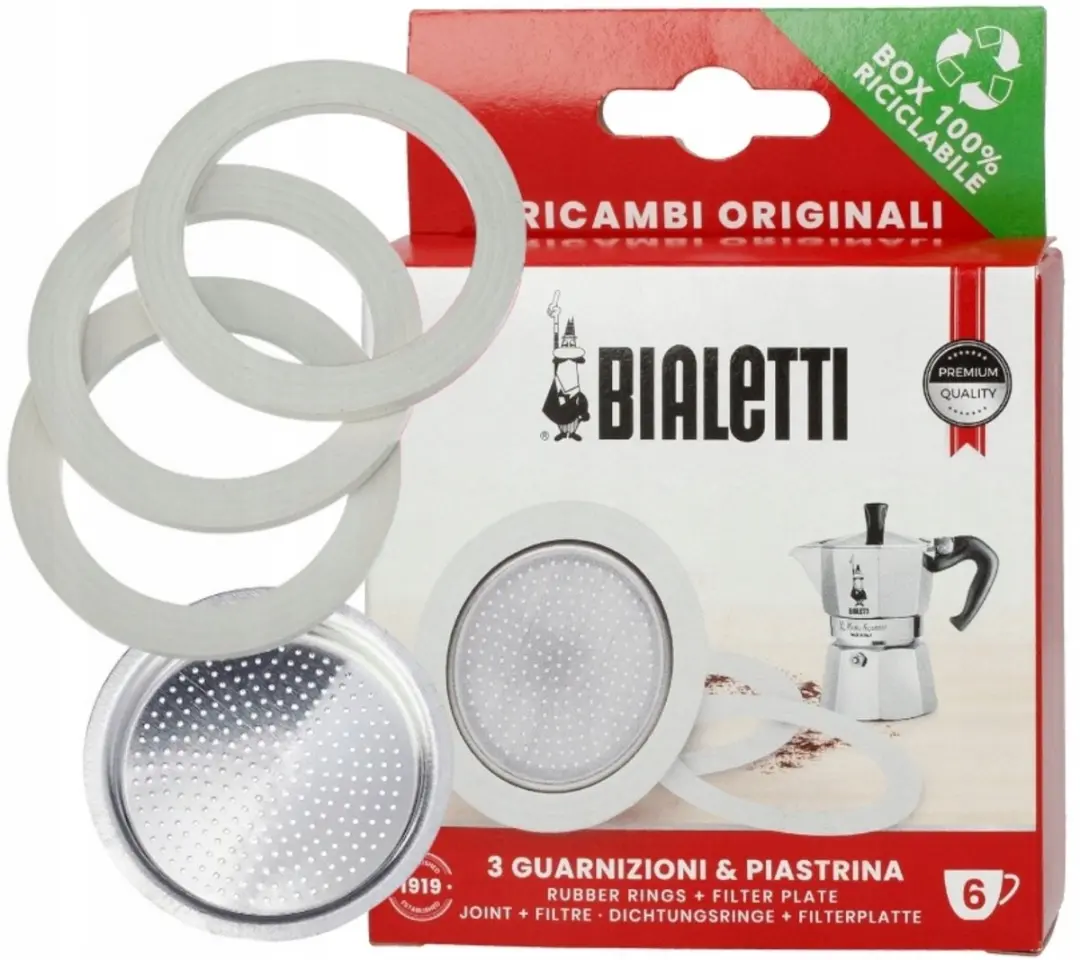Bialetti 0800033 Afdichtingen & Filter - 4 Stuks - Zilver