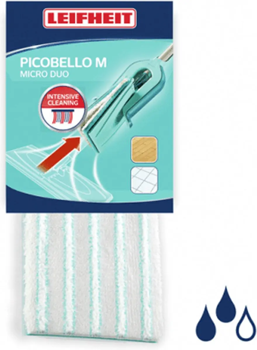 Leifheit Picobello M Dweildoek Micro Duo 33cm - Turquoise/Wit - afbeelding 6 van 6