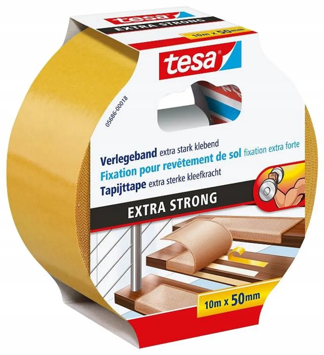 Tesa Extra Strong 05686-00018-11 Tapijttape 10m x 50mm - Wit