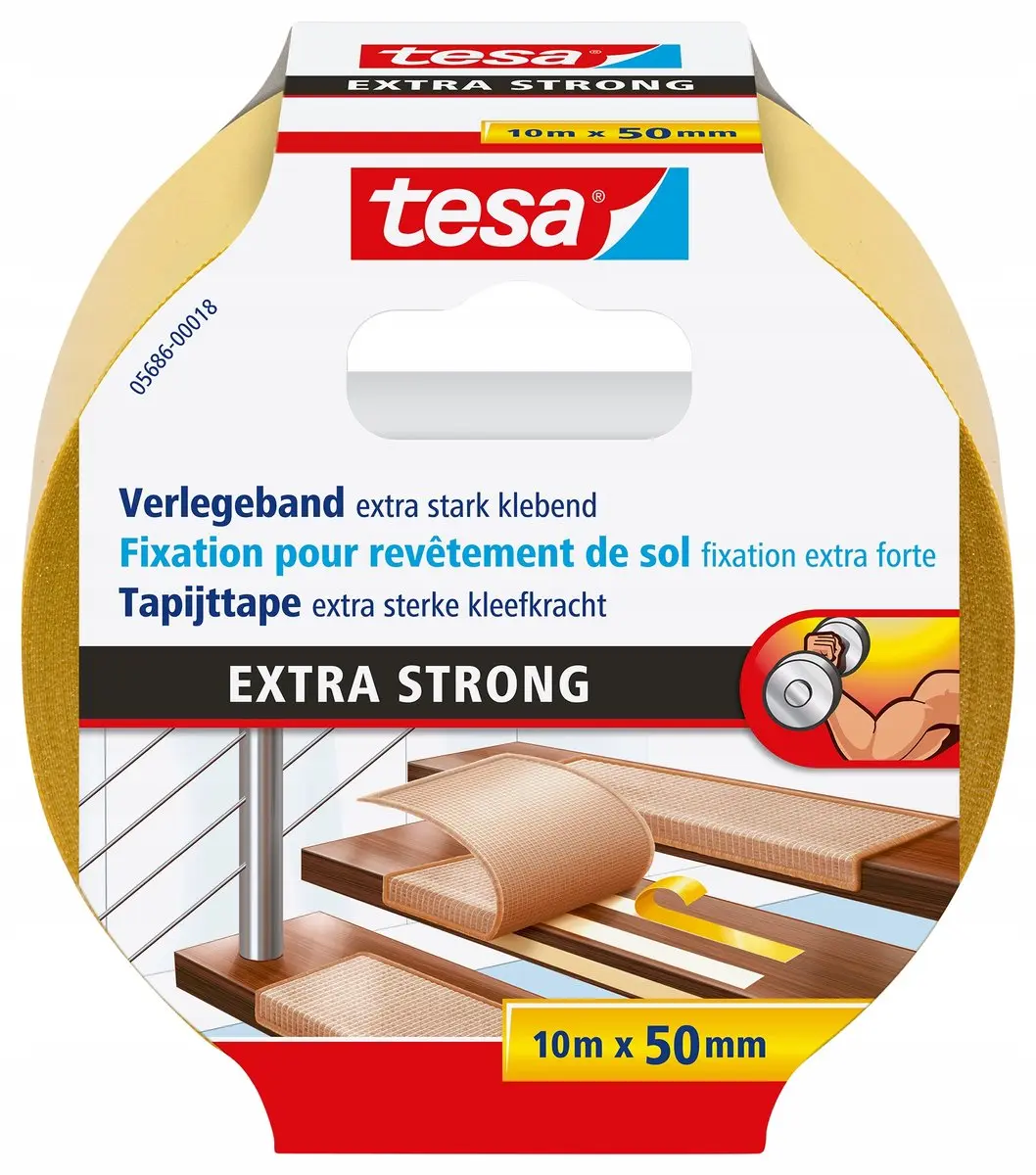 Tesa Extra Strong 05686-00018-11 Tapijttape 10m x 50mm - Wit