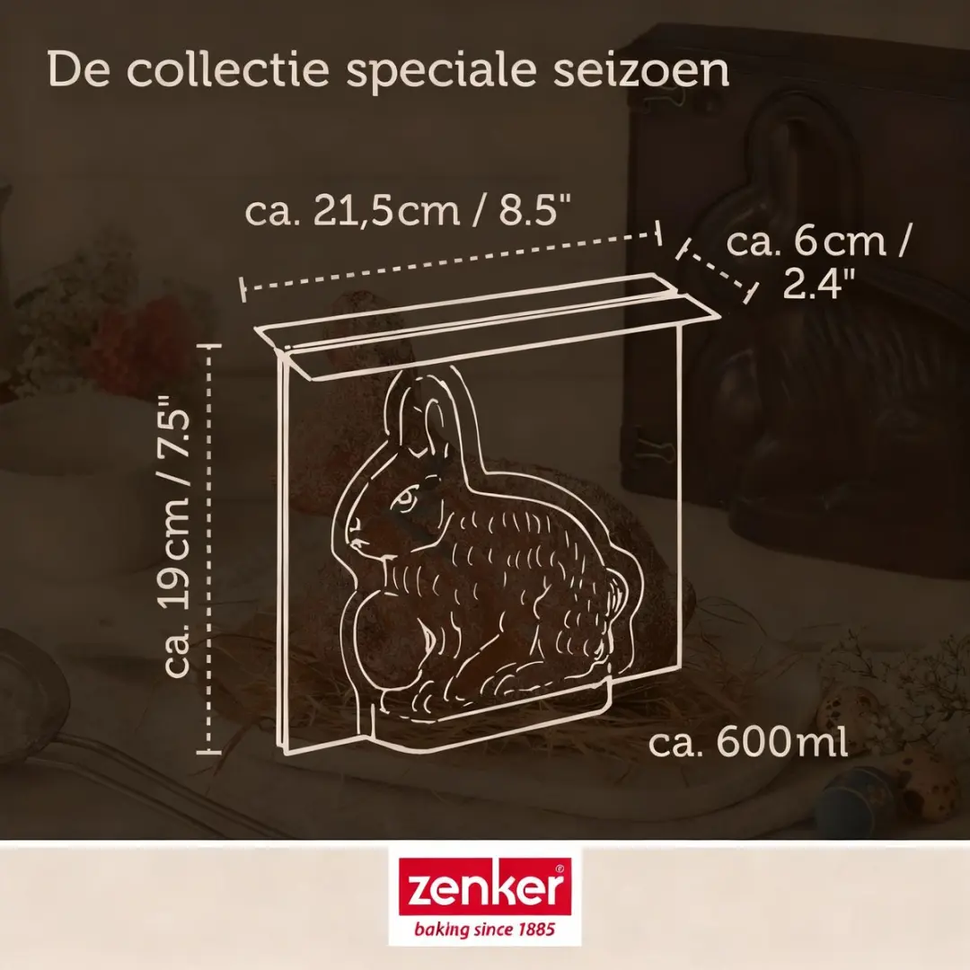 Zenker 3D Paashaas Taartvorm 600ml - Zwart