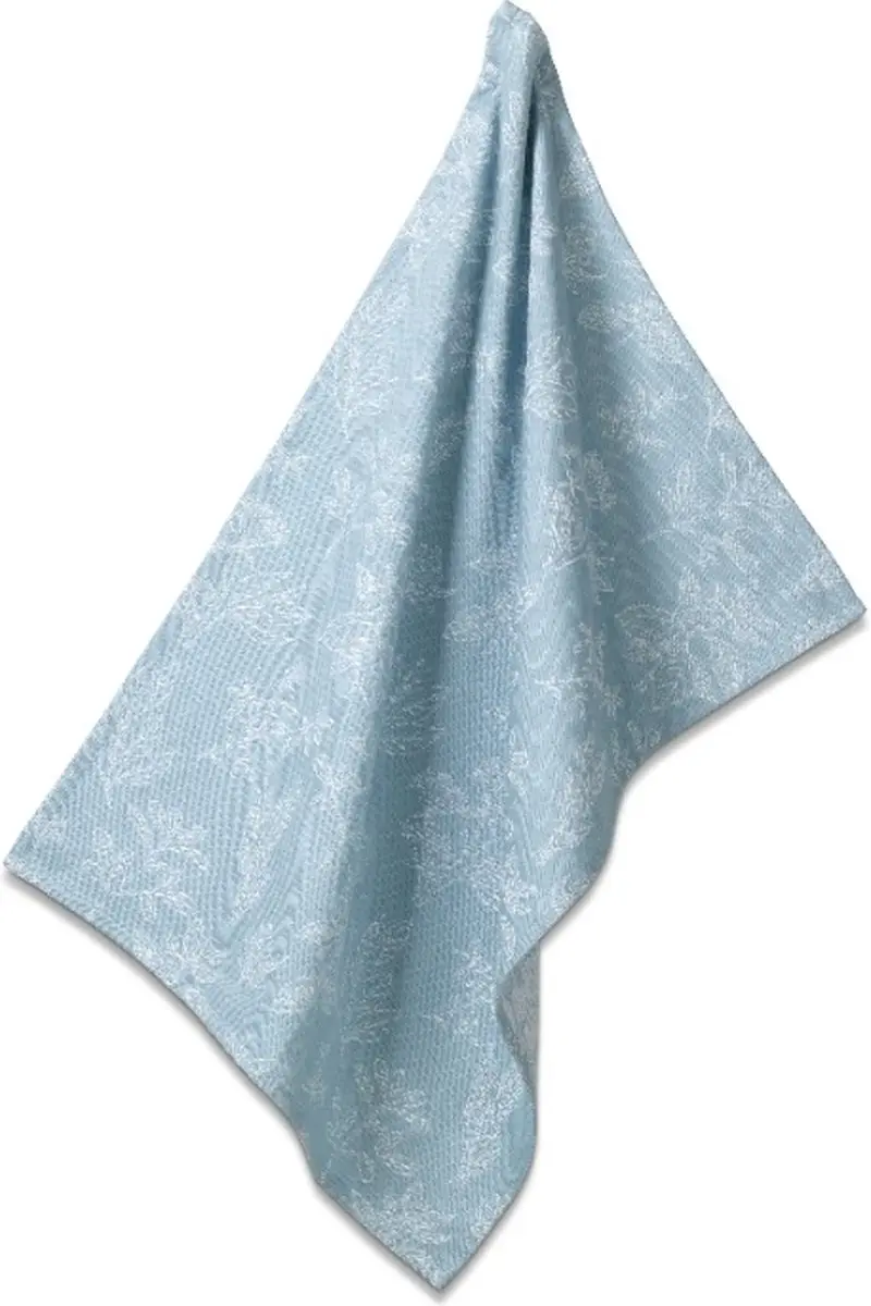 Kela Theedoek IJs Blauw Bloemen