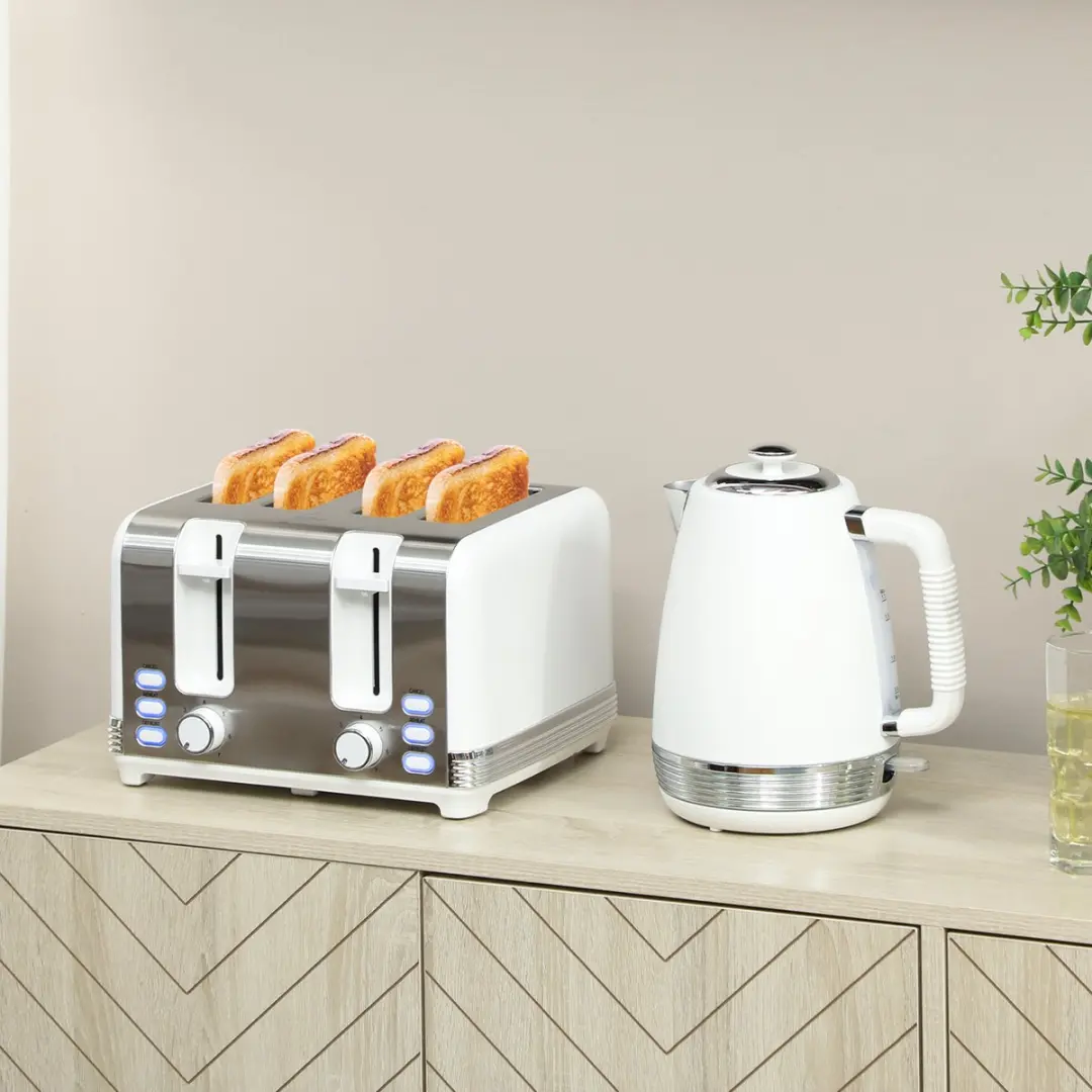 ECTEATOY Waterkoker & Broodrooster Set 2200W - 1.7L - 4 Sneden - 7 Bruiningsniveaus