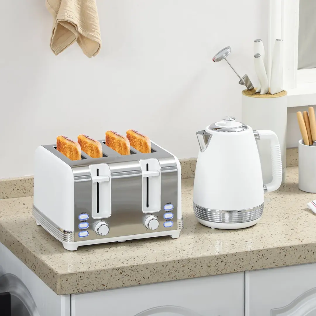 ECTEATOY Waterkoker & Broodrooster Set 2200W - 1.7L - 4 Sneden - 7 Bruiningsniveaus