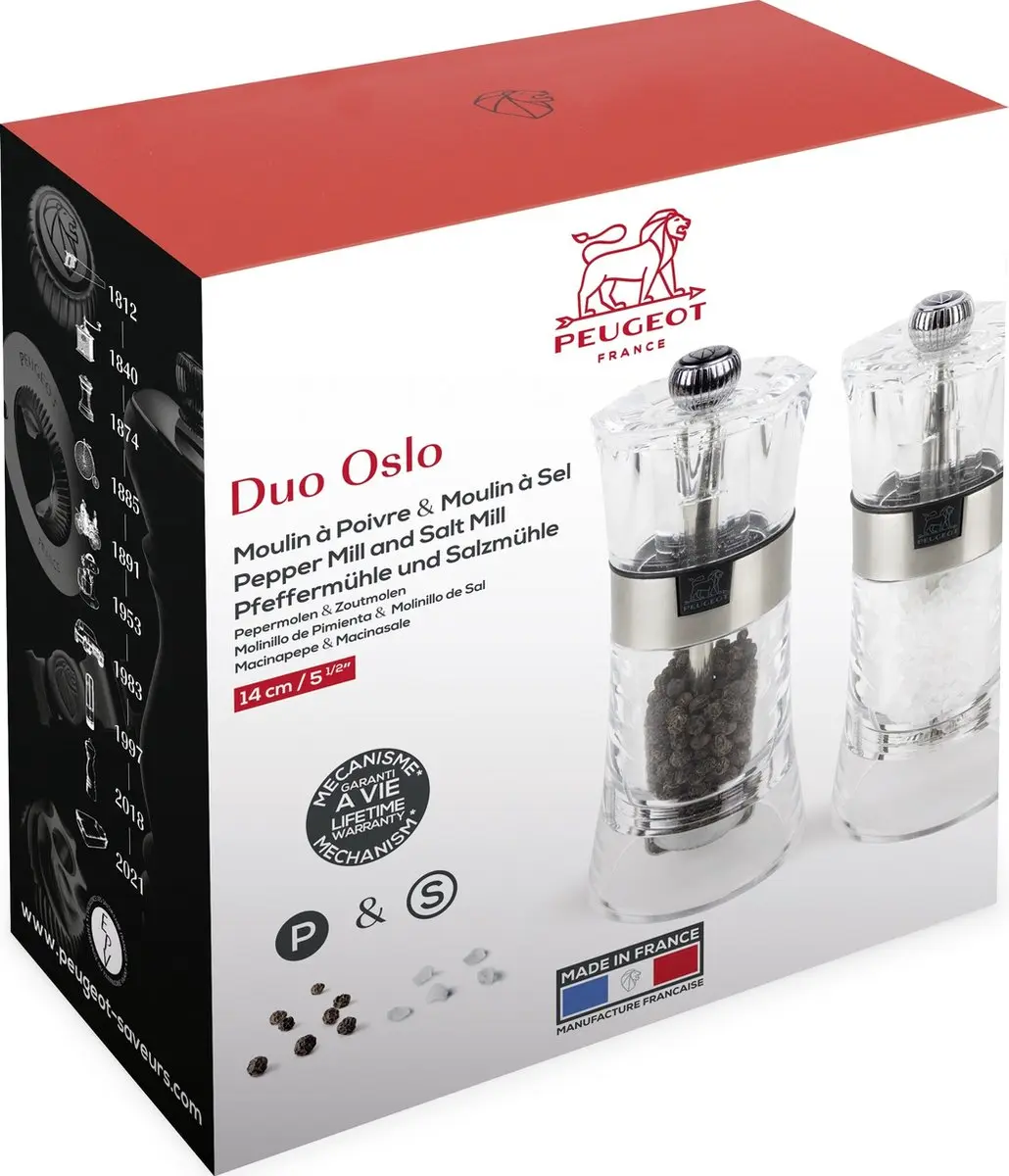 Peugeot Oslo Peper- en Zoutmolen 14cm - Transparant