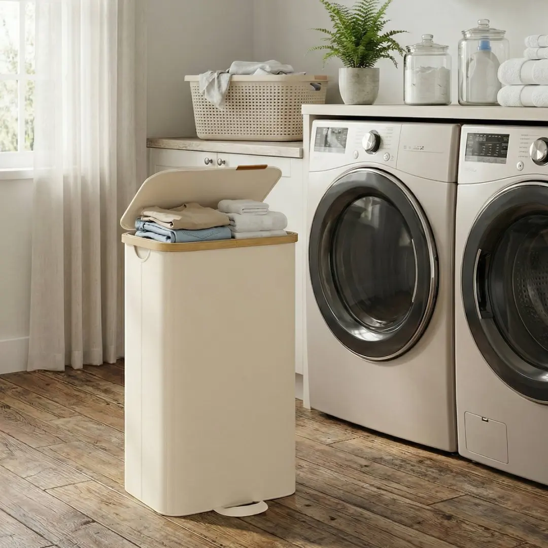 Songmics Wasmand LCB531WD01 - 100L - 2 Vakken - Bamboe