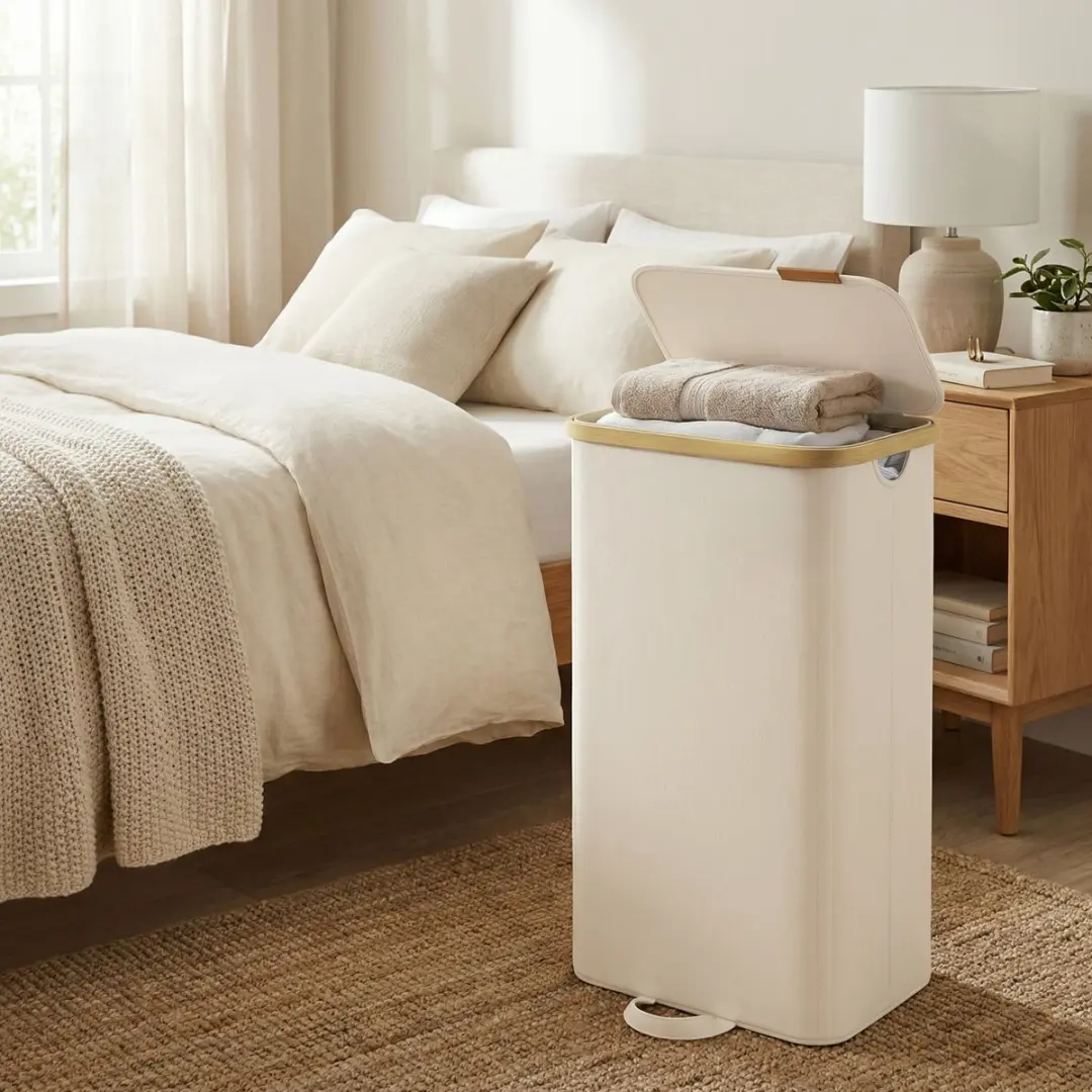 Songmics Wasmand LCB531WD01 - 100L - 2 Vakken - Bamboe