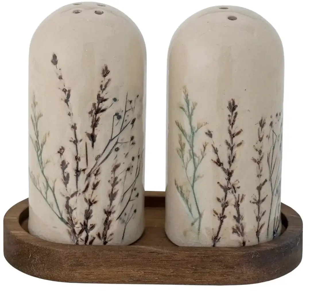 Bloomingville Peper- en Zoutstel Aardewerk Nature - 3 Stuks