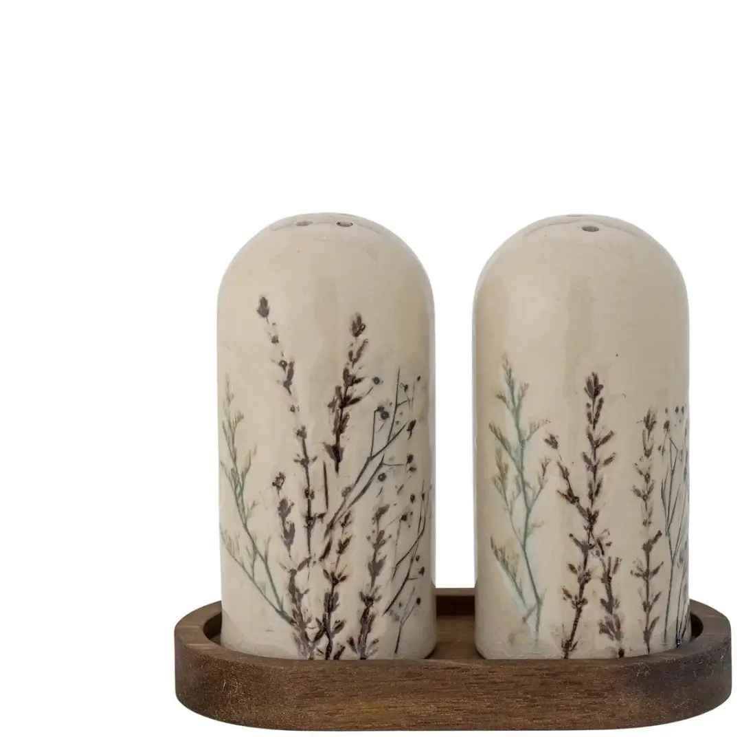 Bloomingville Peper- en Zoutstel Aardewerk Nature - 3 Stuks