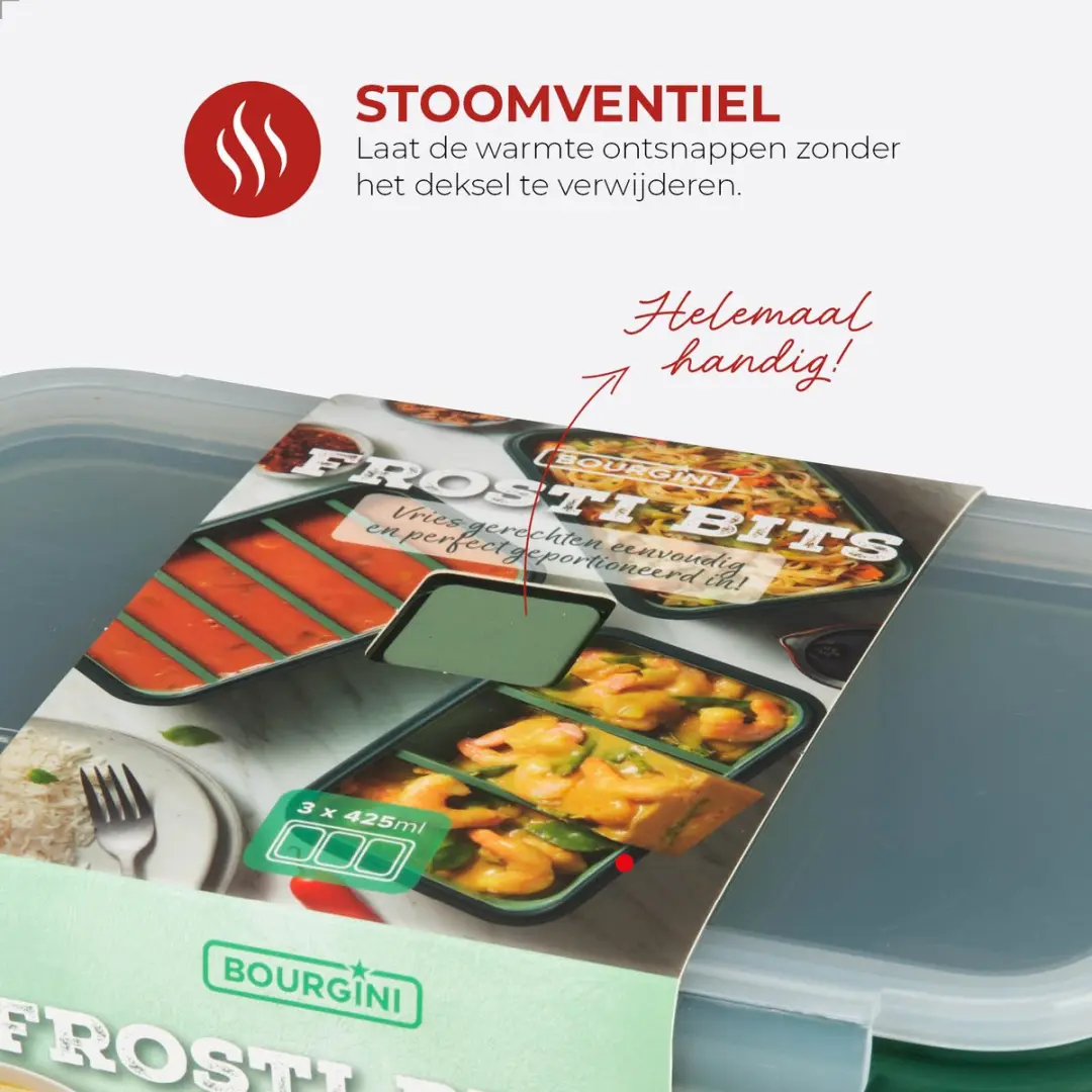Bourgini Frosti Bits Siliconen Meal Prep Bakjes 1400ml - 3 Stuks