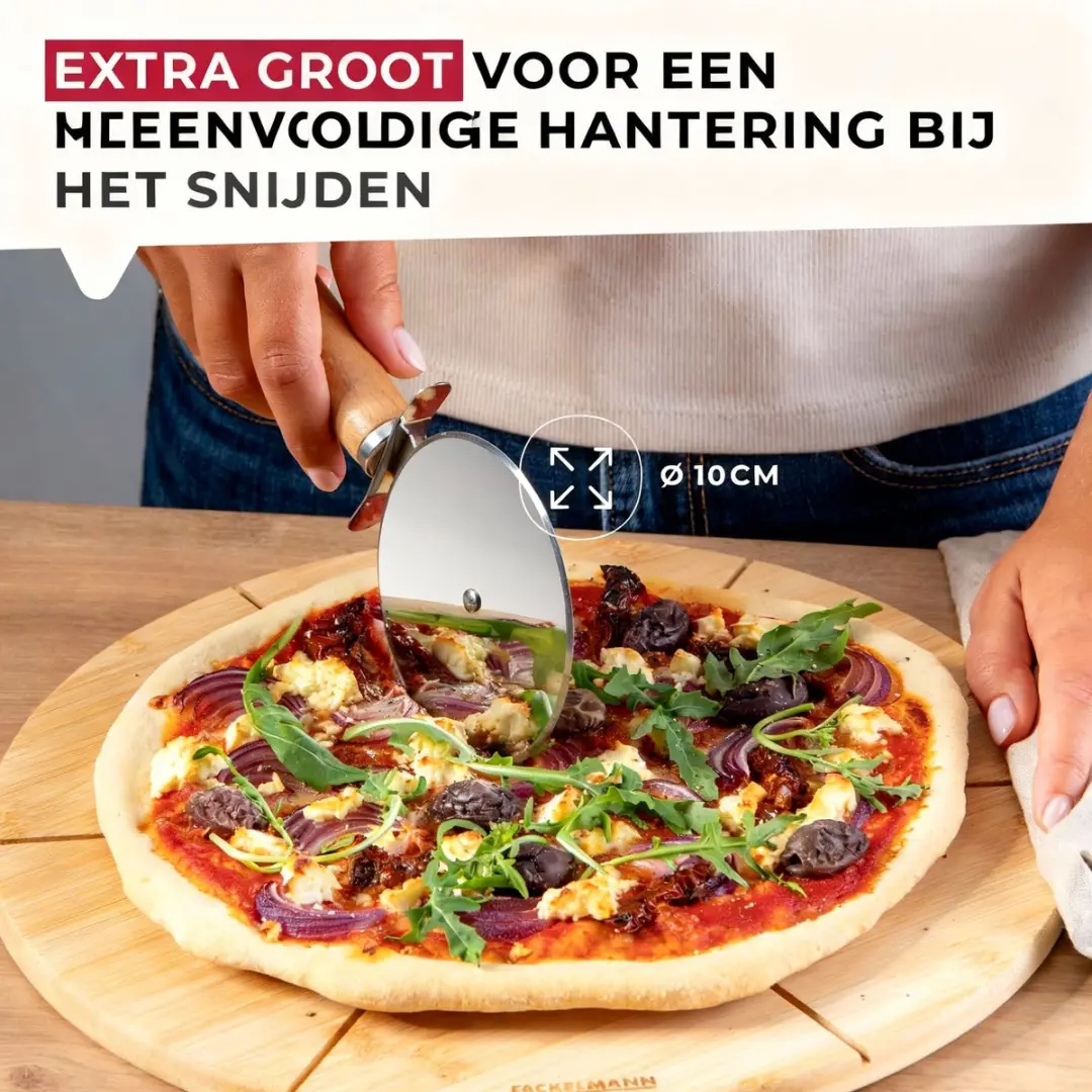 Fackelmann Pizzaroller 23cm - Houten Handvat
