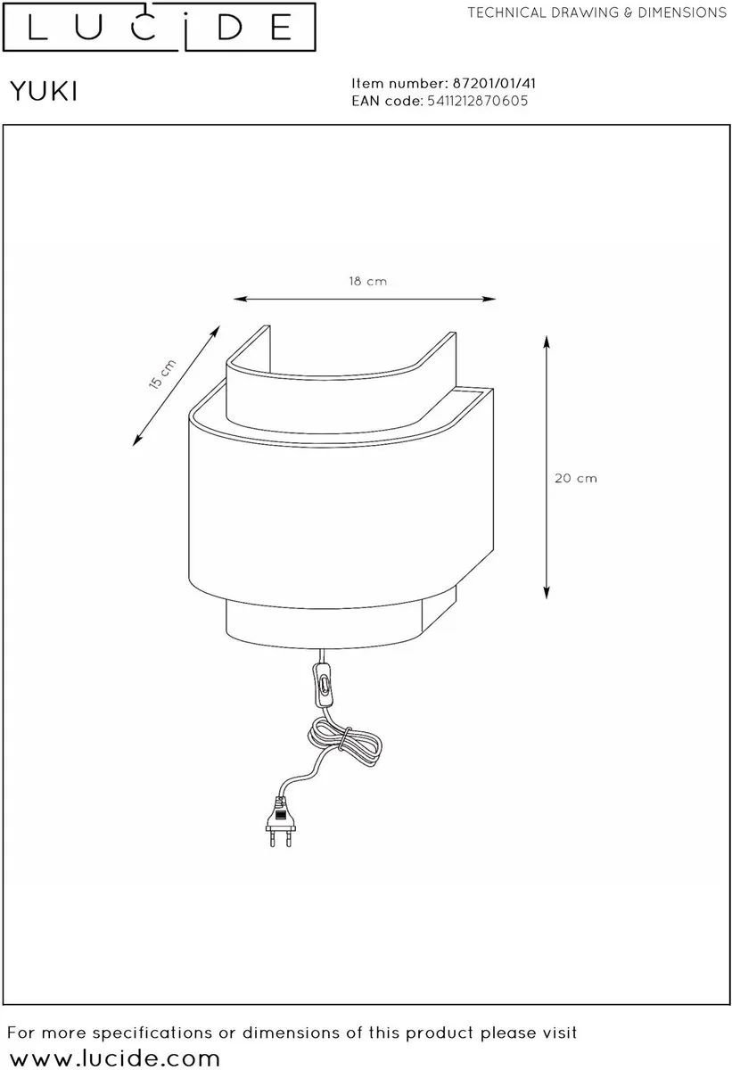 Lucide Yuki Wandlamp E14 - Taupe
