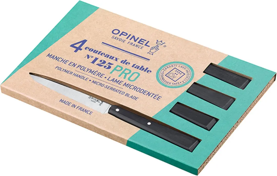 Opinel N°125 Pro Steakmessen - 4-delig - Zwart
