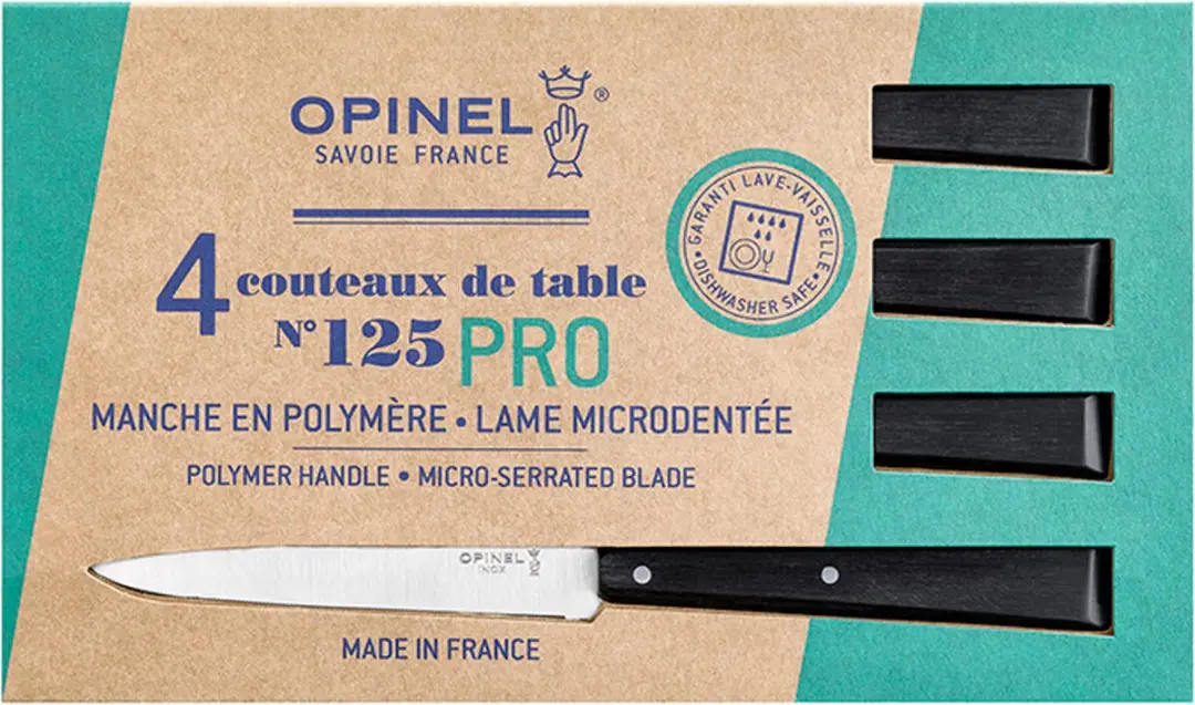 Opinel N°125 Pro Steakmessen - 4-delig - Zwart
