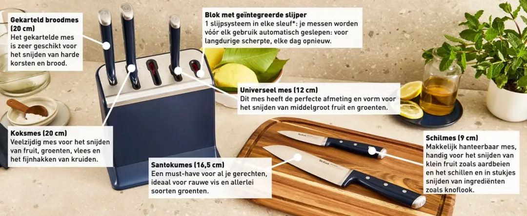 Tefal EverSharp K297S644 Messenset 5-delig - Roestvrijstaal - afbeelding 6 van 6
