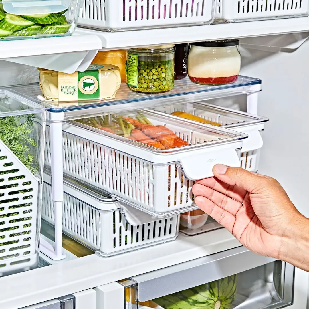 OXO Vershoudbox Lang - 2 Vakken Transparant/Wit