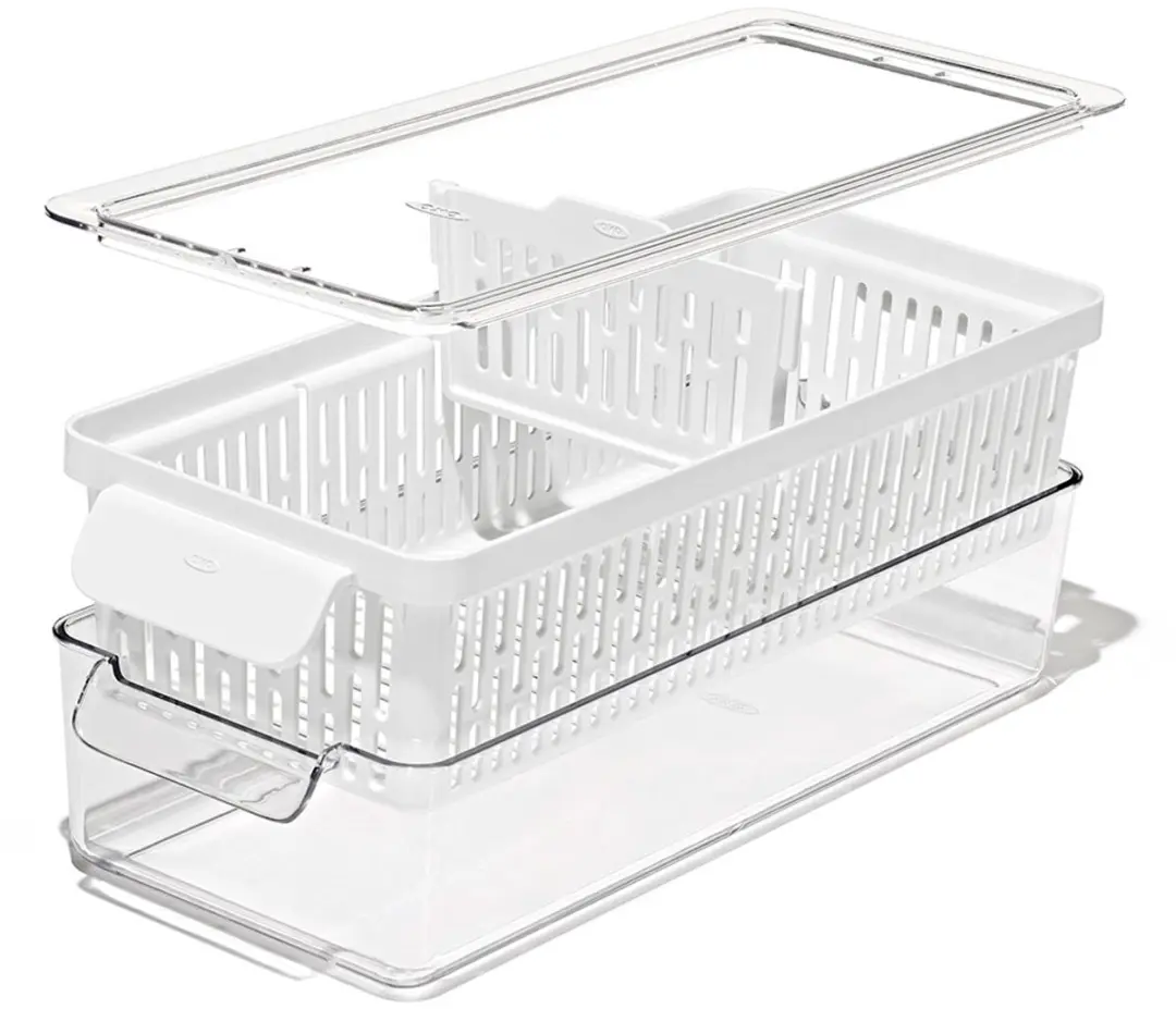 OXO Vershoudbox Lang - 2 Vakken Transparant/Wit