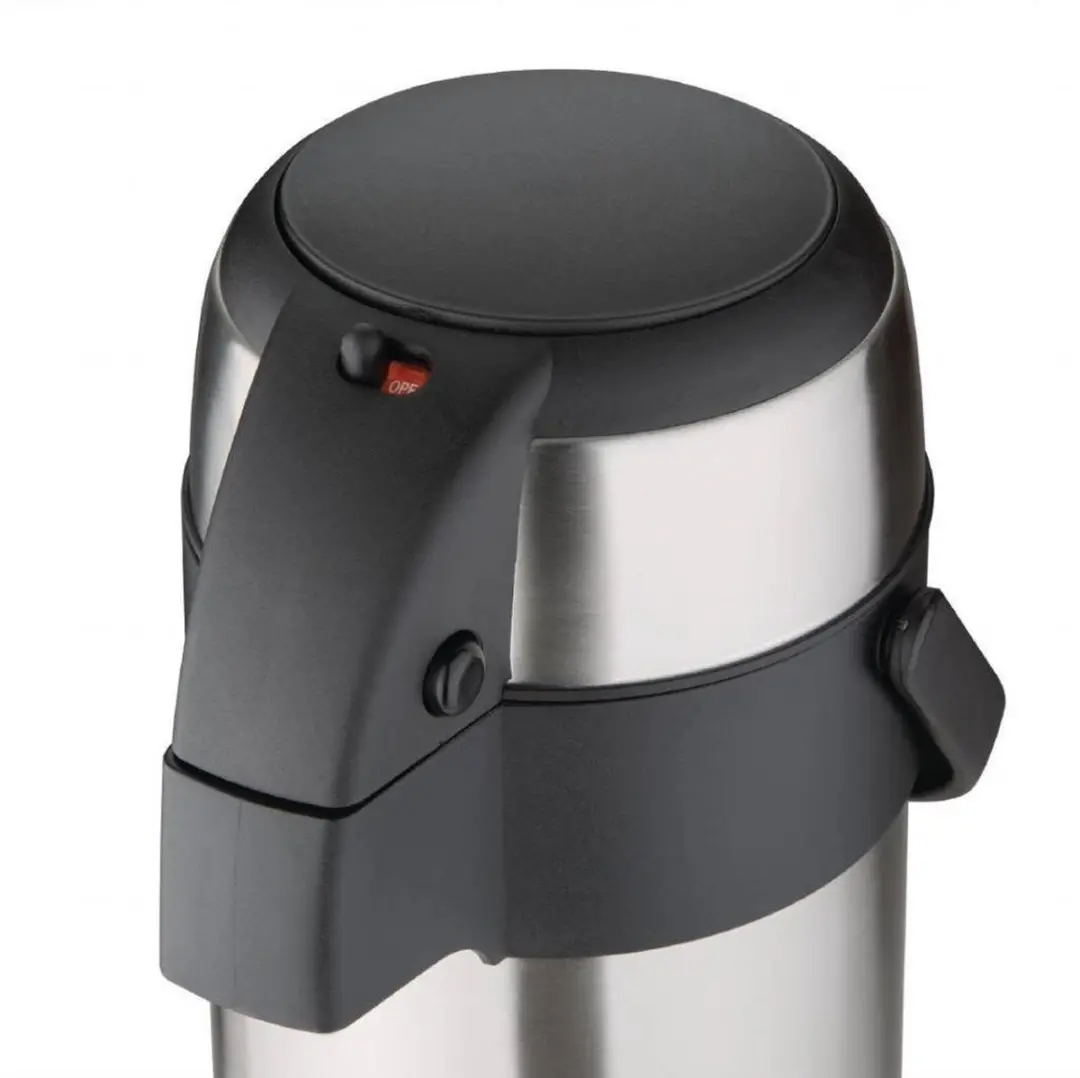 Olympia Thermoskan met Pomp 3L - Dubbelwandig RVS - Zilver/Zwart
