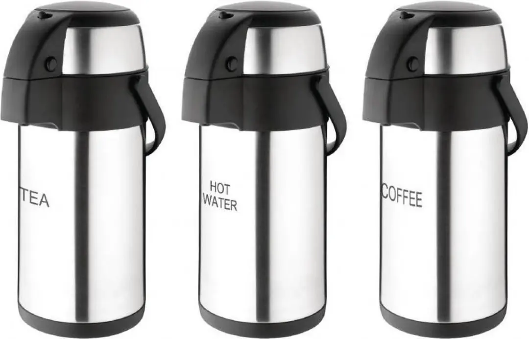 Olympia Thermoskan met Pomp 3L - Dubbelwandig RVS - Zilver/Zwart