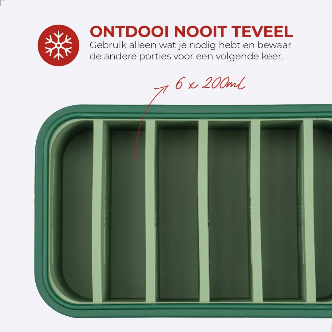Bourgini Frosti Bits Siliconen Meal Prep Bakjes - 3x6 Vakken 200ml