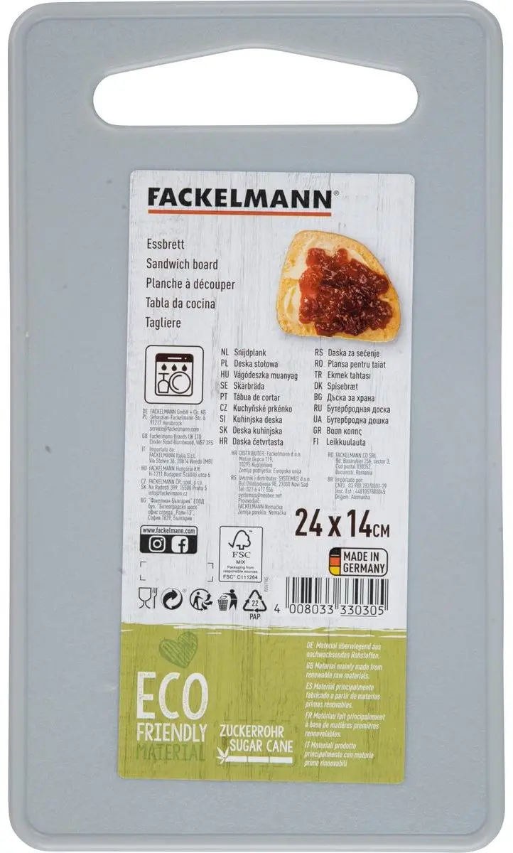 Fackelmann Nature Bioplastic Snijplank 24x14cm - Grijs - afbeelding 6 van 6