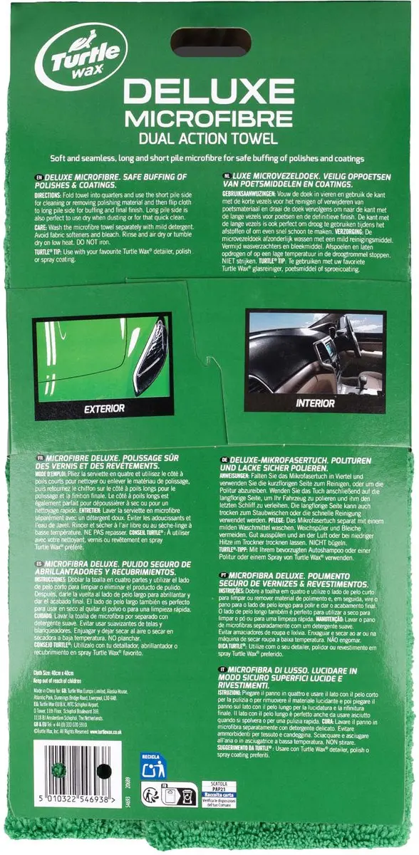 Turtle Wax Deluxe Microvezel Dual Action 40x40cm - Groen
