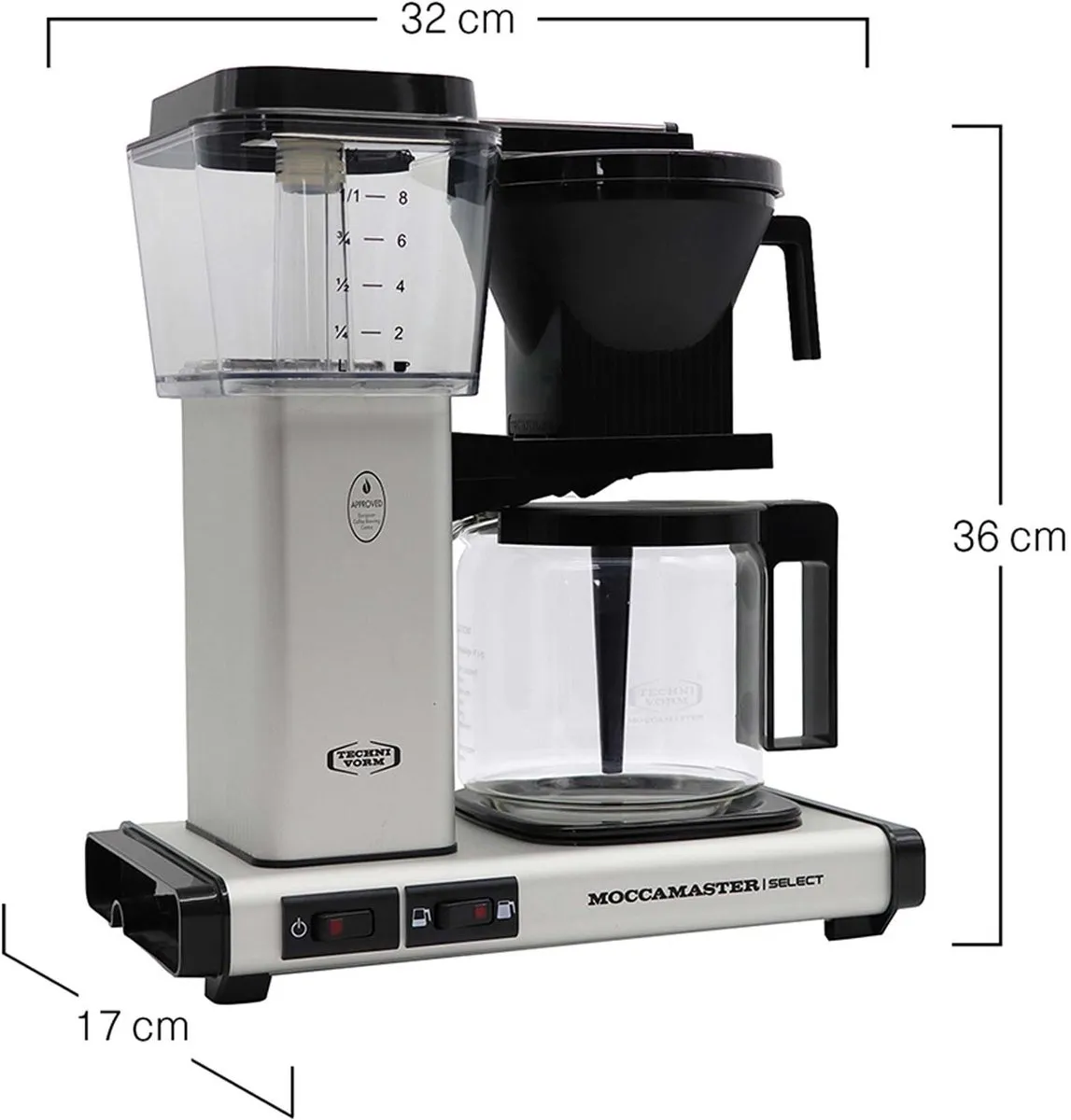 Moccamaster KBG Select Filterkoffiezetapparaat - 10 Kopjes - Matt Silver