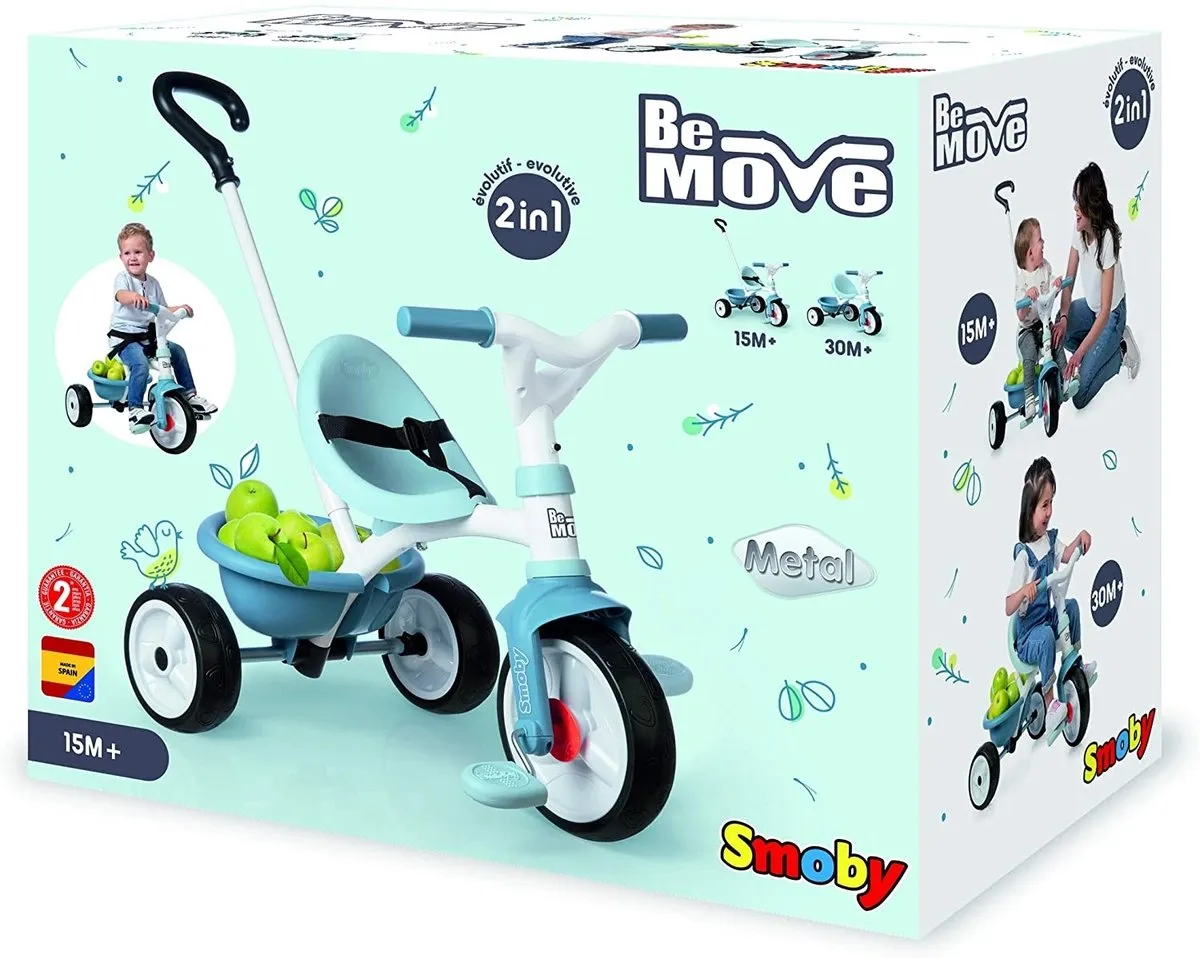 Smoby Be Move Blauw Driewieler - Duwstang