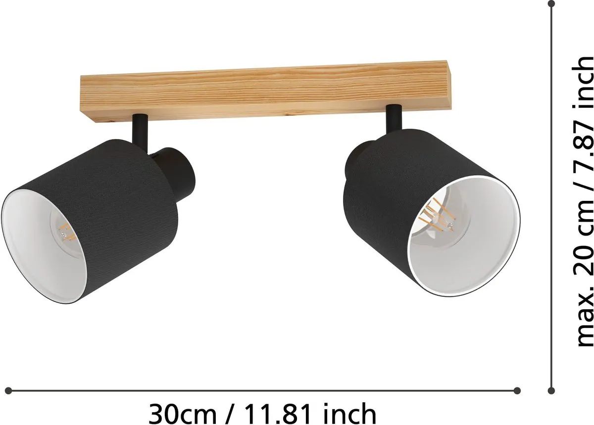 Eglo Batallas Opbouwspot E27 - 30cm - Zwart/Bruin