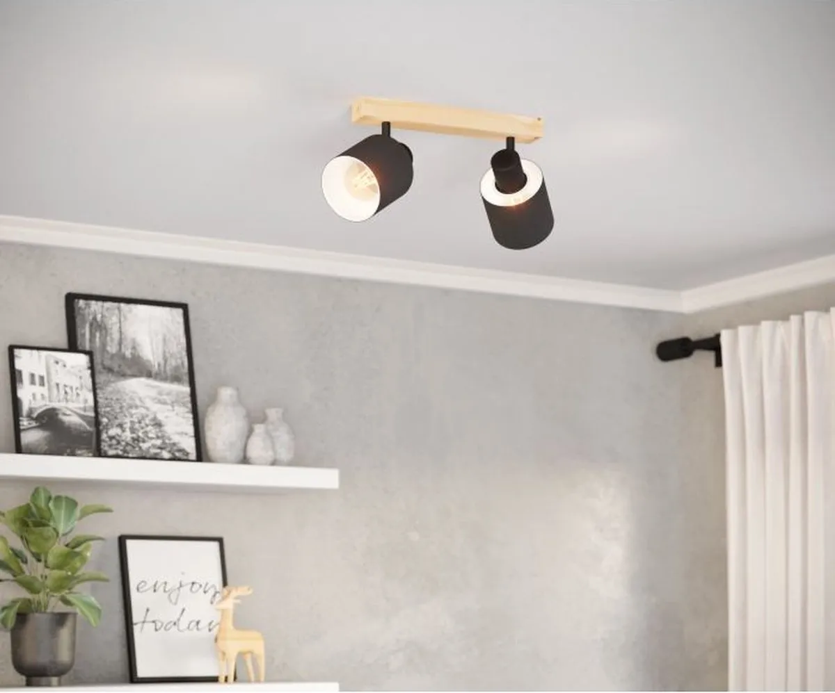 Eglo Batallas Opbouwspot E27 - 30cm - Zwart/Bruin