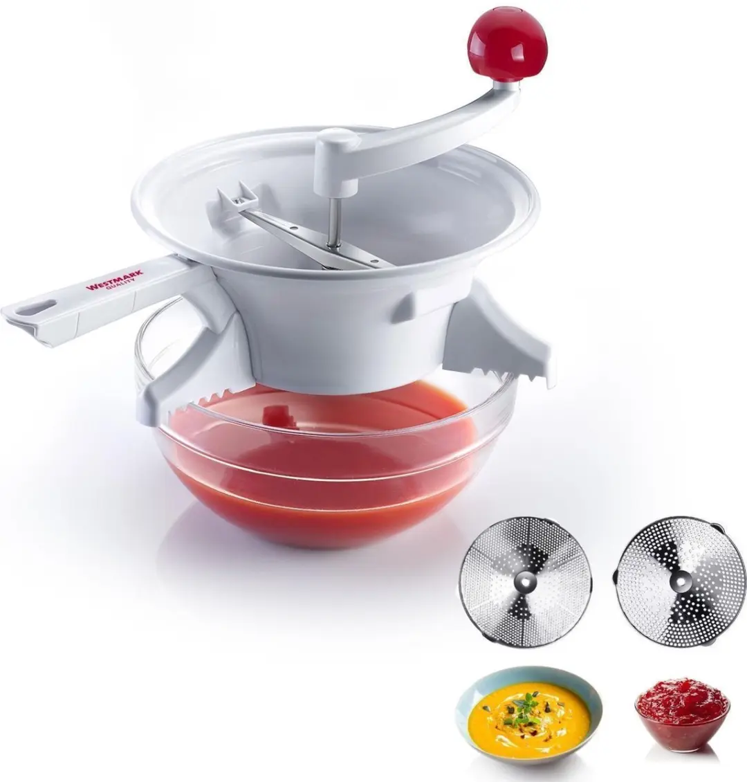 Westmark Roerzeef 24cm - Kunststof/RVS - Wit/Rood