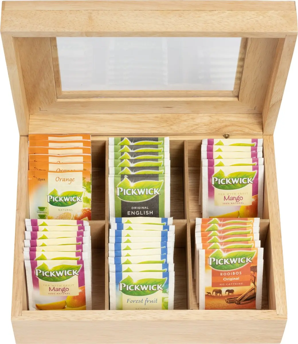 Cosy&Trendy Theedoos Hout 6 Vakken - 23,8x18,8cm - Bruin