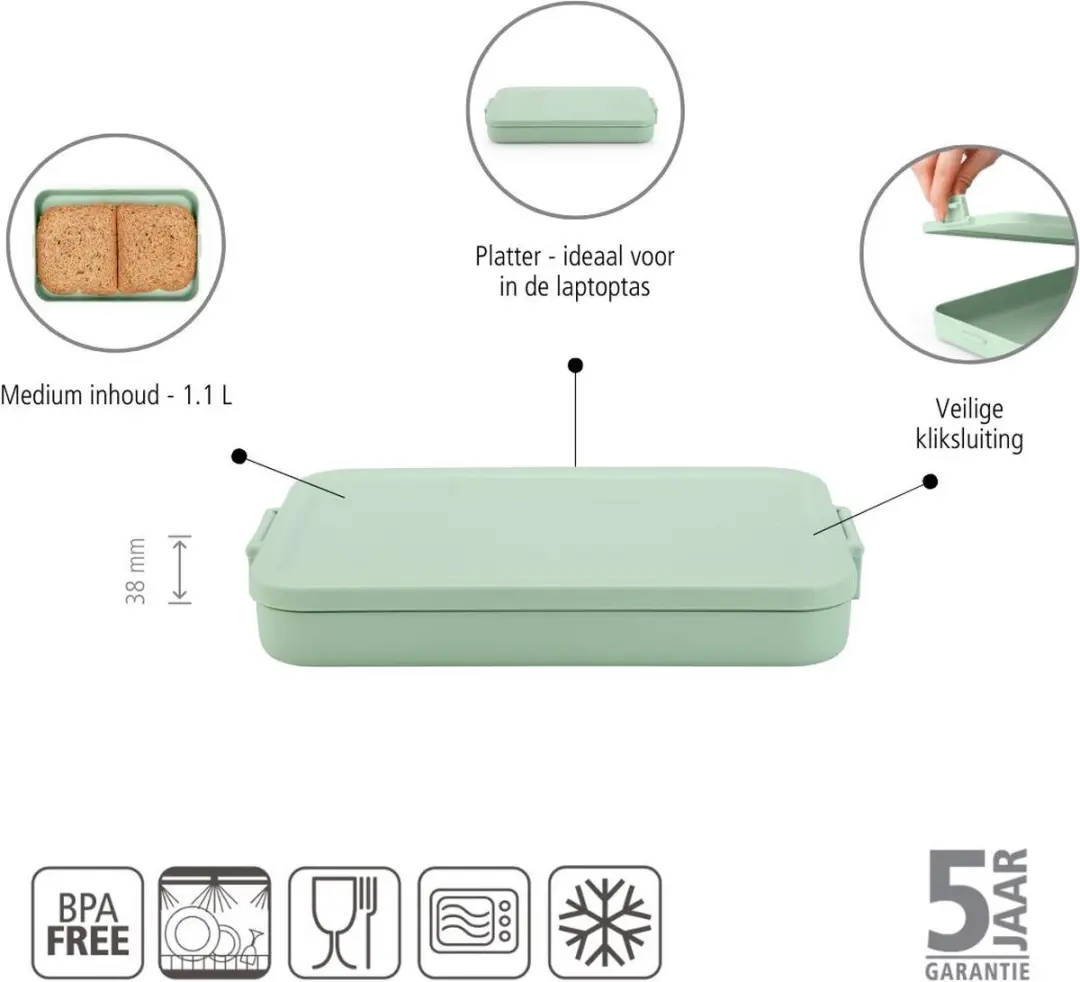 Brabantia Make & Take Lunchbox 1.1L - Jade Green