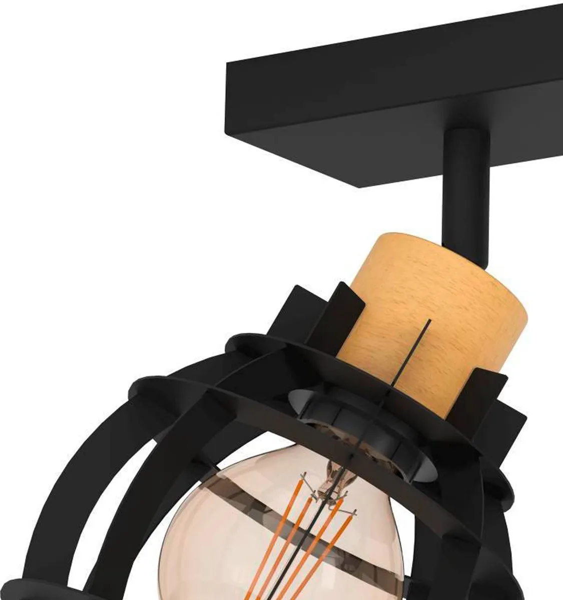 Eglo Stillington 1 Spot E27 - 42cm - Hout/Staal - 2 Lichtpunten