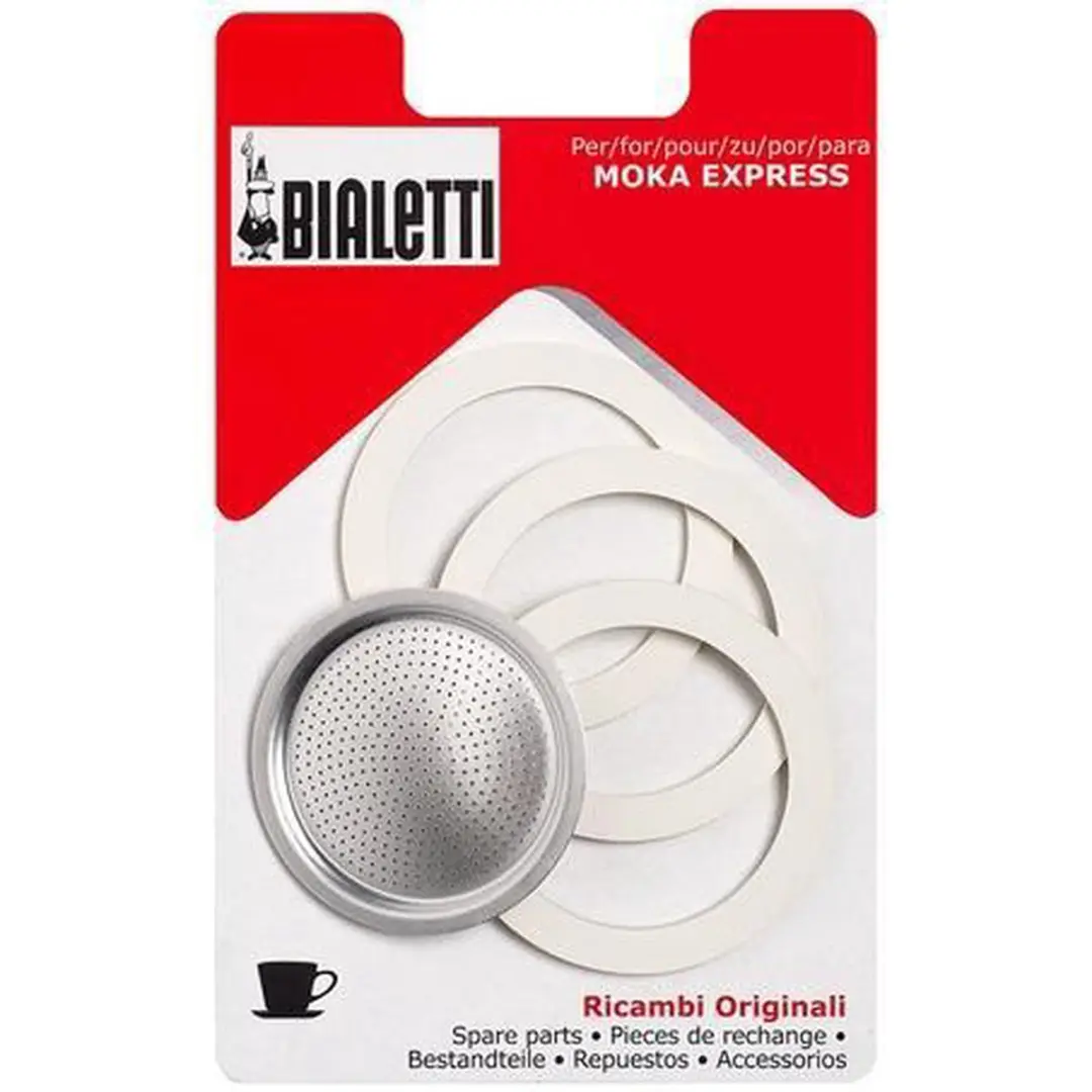 Bialetti Moka Filterplaatje 39mm - 4 Stuks (1x4) - Zilver/Wit