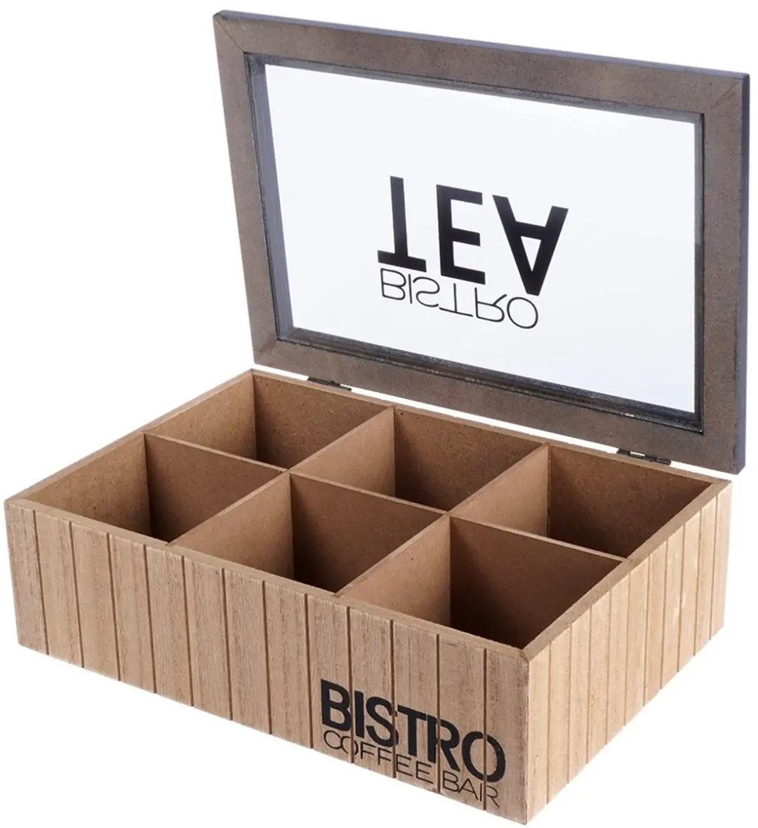 Excellent Houseware Theedoos Bistro 6 Vakken - MDF - 24x16x8cm - Bruin