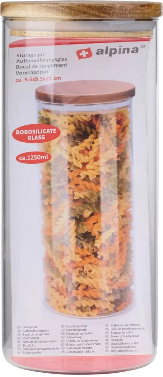 Alpina Foodking Voorraadpot 2x1250ml - Borosilicaatglas - Luchtdicht